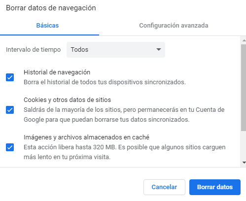 C MO BORRAR LA CACH Y LAS COOKIES visual data 6
